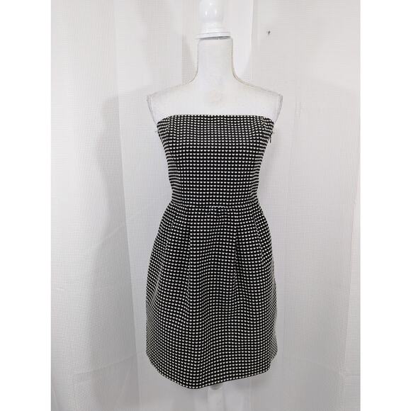 RACHEL ROY! TINY HEART WEAVE! BLACK, CREAM STRAPLESS DRESS, GOWN! POCKETS! SZ 8 - Picture 2 of 9